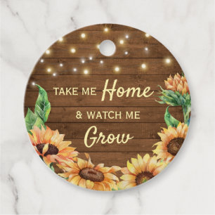 Étiquettes Cadeau Me regarder grandir Baby shower de tournesol rusti