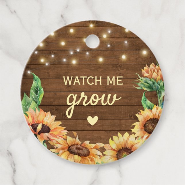 Étiquettes Cadeau Me regarder grandir Baby shower rustique Mini Plan (Devant)