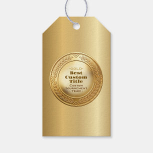 Étiquettes-cadeau Médaille d'or réaliste 3D personnalisable et modif