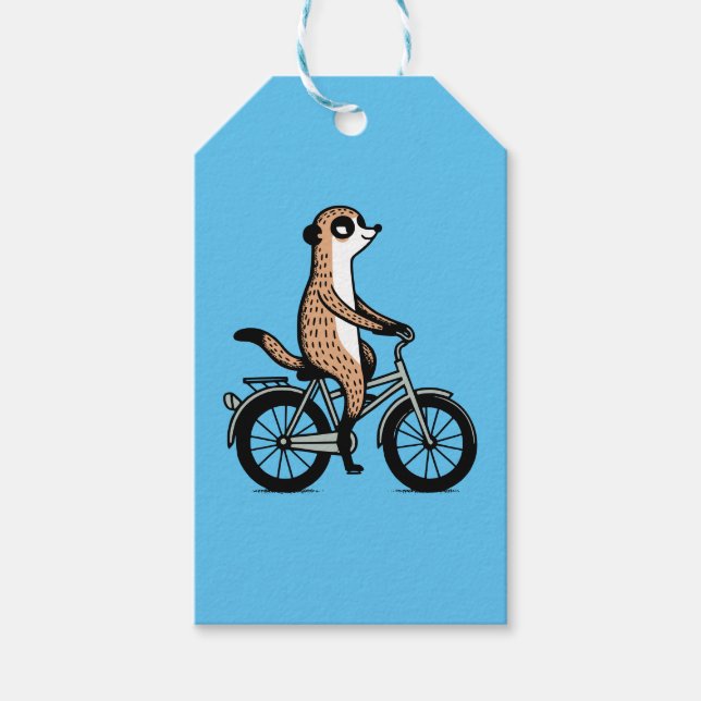 Étiquettes-cadeau Meerkat en vélo (Devant)