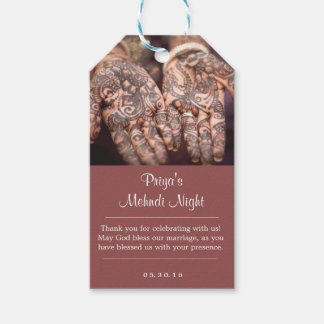 Étiquettes-cadeau Mehndi (henné) Merci de nuit Tags cadeaux