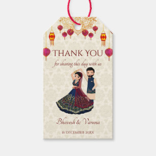 Étiquettes-cadeau Mehndi & sangeet manadala et couple indien mignon