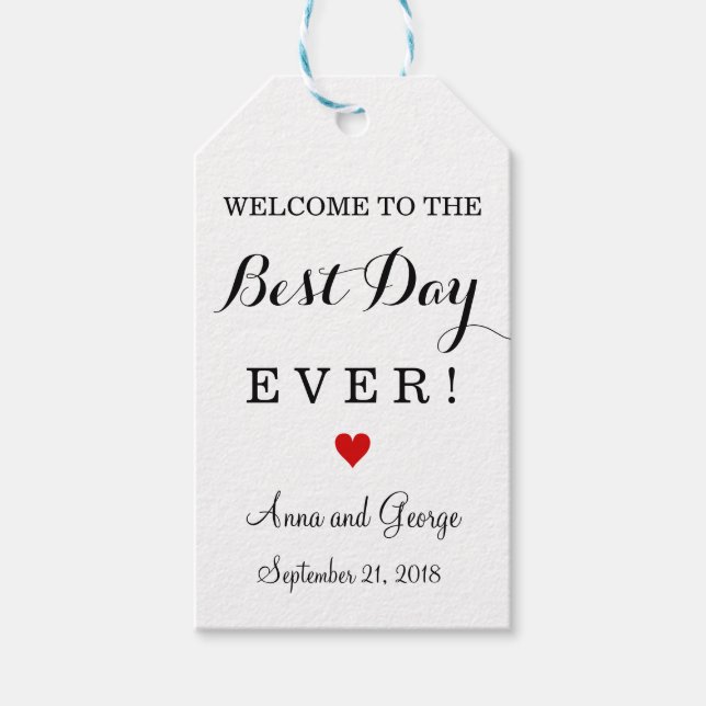 Étiquettes-cadeau Meilleur Jour Jamais Personnalisé Mariage Favorise (Devant)