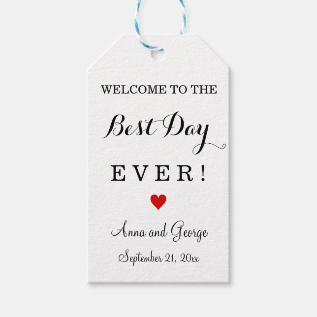 Étiquettes-cadeau Meilleur Jour Jamais Personnalisé Mariage Favorise (Devant)