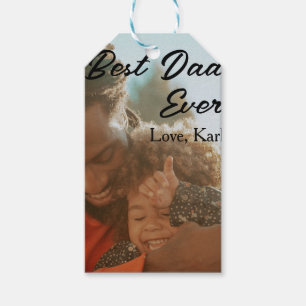 Étiquettes-cadeau meilleur papa photo amour simple texte minimal dat