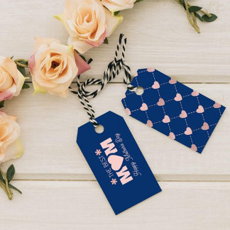 Étiquettes-cadeau Meilleure maman Pink Heart Appréciation Motif