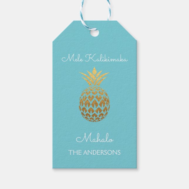 Étiquettes-cadeau Mele Kalikimaka - Noël de l'ananas Mahalo (Devant)