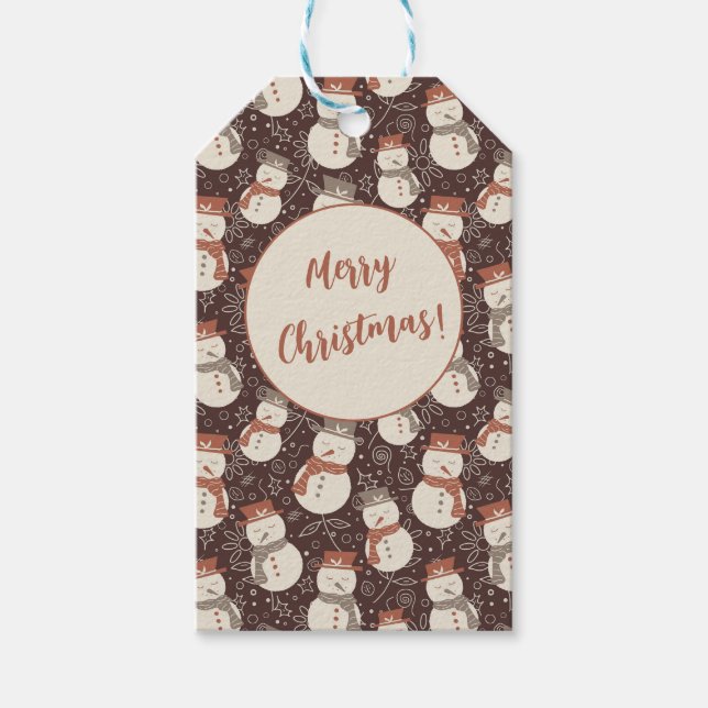 Étiquettes-cadeau Mellow Snowmen - Joyeux bonhomme de neige de Noël  (Devant)
