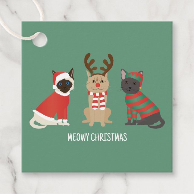 Étiquettes Cadeau Meowy Christmas Cats (Devant)