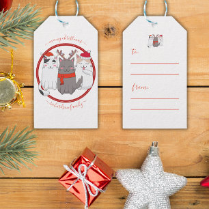 Étiquettes-cadeau Meowy Christmas Cute Holiday Cats