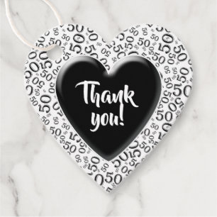 Étiquettes Cadeau Merci 50e nombre Motif noir et blanc
