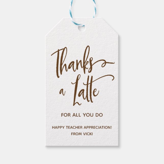 Étiquettes-cadeau Merci à Latte | Remerciements des enseignants | ME (Devant)