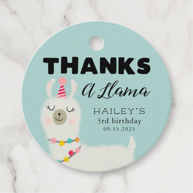 Étiquettes Cadeau Merci À Llama Anniversaire (Devant)