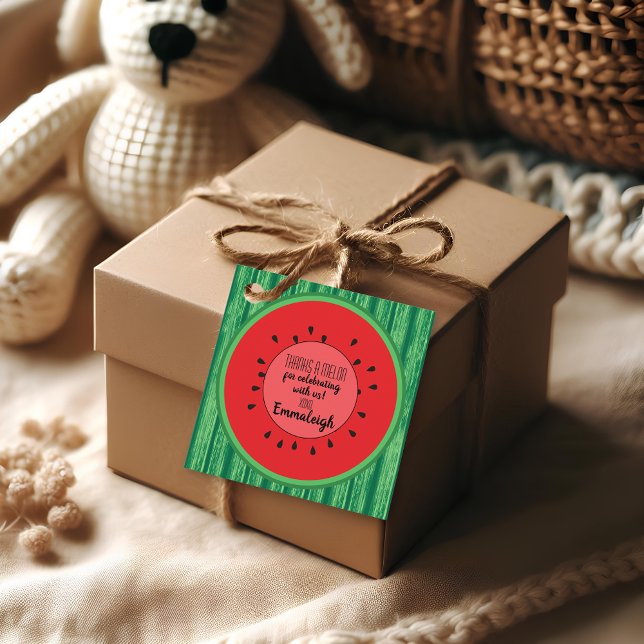 Étiquettes Cadeau Merci à Melon Birthday Watermelon small (Créateur téléchargé)