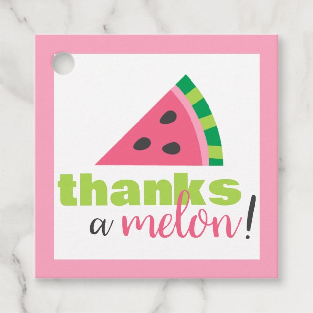 Étiquettes Cadeau Merci À Melon Watermelon Birthday Merci (Devant)