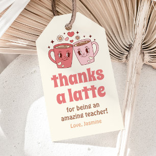 Étiquettes-cadeau Merci à un professeur de café en latte appréciée