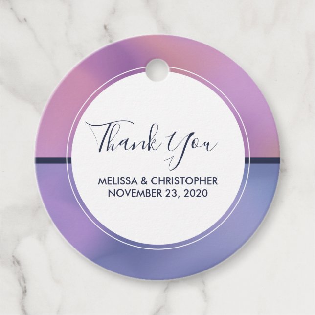 Étiquettes Cadeau Merci Abstrait moderne violet et rose (Devant)