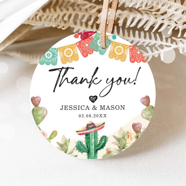 Étiquettes Cadeau Merci Amour et Merci  Fiesta Cactus Douche (Créateur téléchargé)