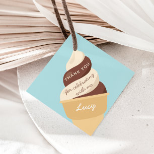 Étiquettes Cadeau Merci Anniversaire de enfant de crème glacée au ch