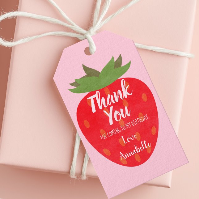 Étiquettes-cadeau Merci Anniversaire de enfant fraise (Créateur téléchargé)