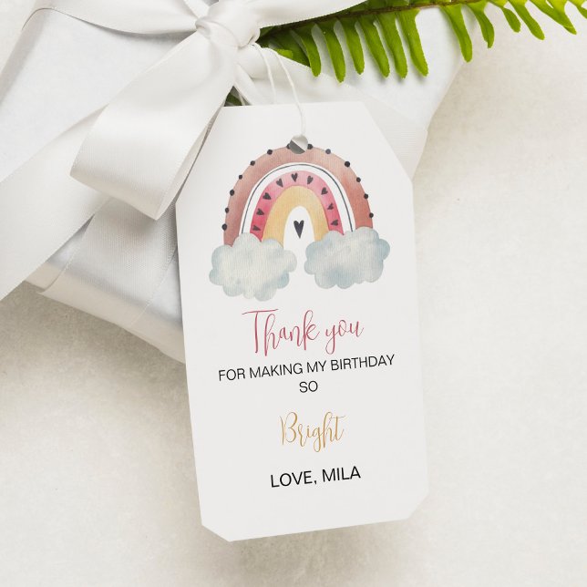 Étiquettes-cadeau Merci arc-en-ciel Boho Sunshine Balise Anniversair (Créateur téléchargé)