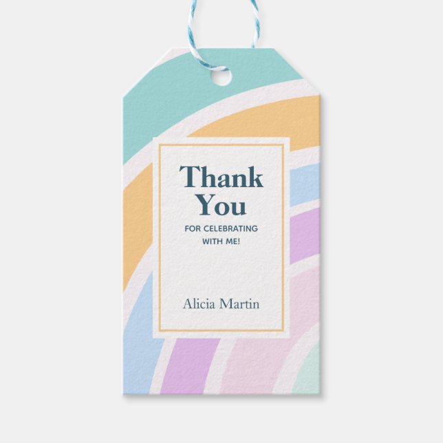 Étiquettes-cadeau Merci arc-en-ciel Pastel moderne simple (Devant)