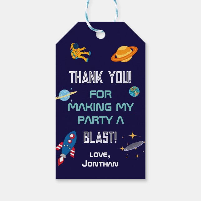 Étiquettes-cadeau Merci Astronaut fête d'anniversaire Espace extra-a (Devant)