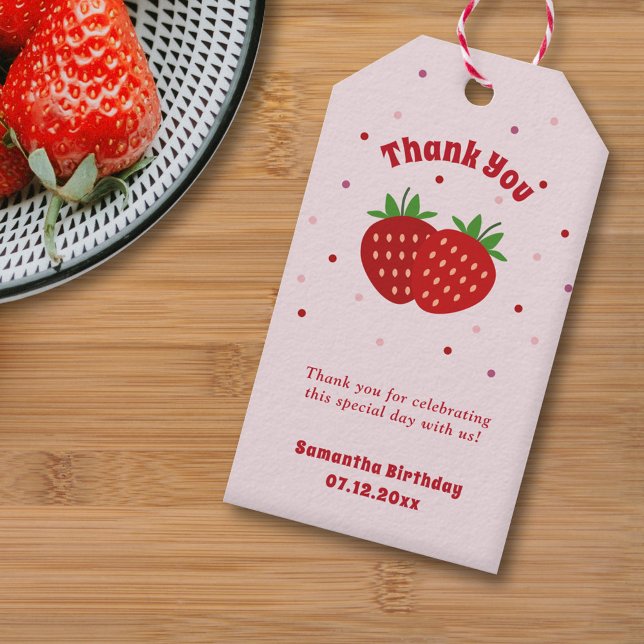 Étiquettes-cadeau Merci aux fraises (Strawberry Thank You Gift Tags)