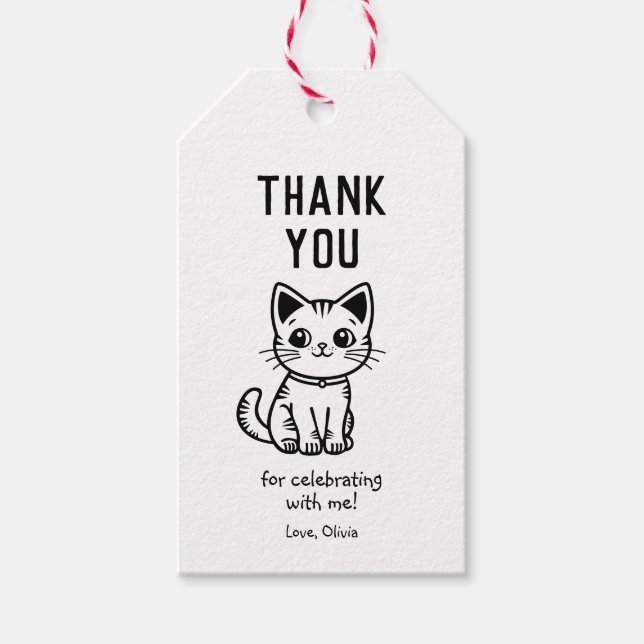 Étiquettes-cadeau Merci avec des couleurs personnalisées chaton mign (Devant)