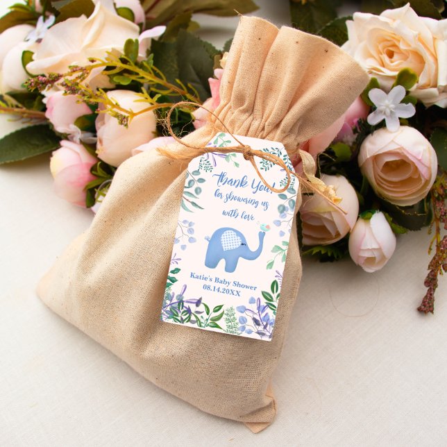 Étiquettes-cadeau Merci Baby Elephant Chanson Oiseau Baby shower (Créateur téléchargé)