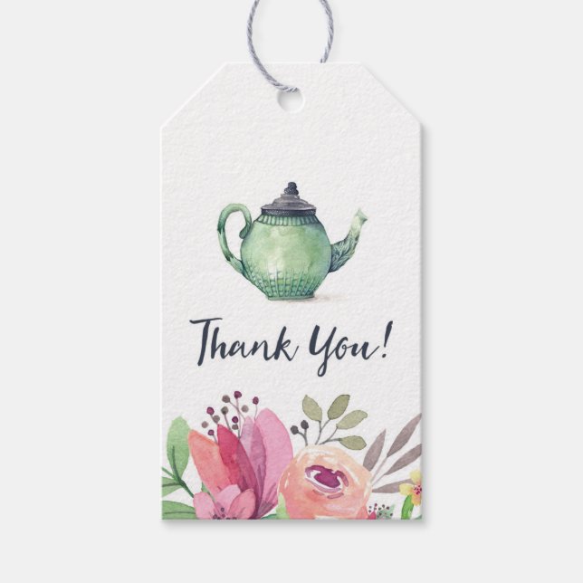 Étiquettes-cadeau Merci Baby Fête des mariées Tea Party (Devant)