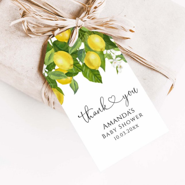 Étiquettes-cadeau Merci Baby shower citron (Créateur téléchargé)