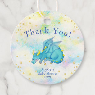 Étiquettes Cadeau Merci Baby shower de  du Pastel Boys Blue Dragon