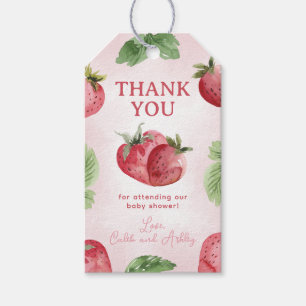 Étiquettes-cadeau Merci Baby shower fraise Favoriser