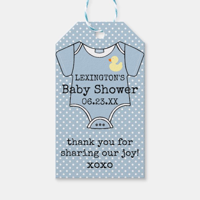 Étiquettes-cadeau Merci Baby shower Personnalisé Garçons Avec Emprei (Devant)