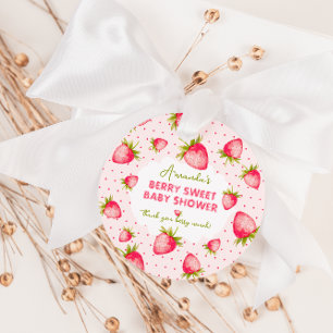 Étiquettes Cadeau Merci Baby shower rose fraise