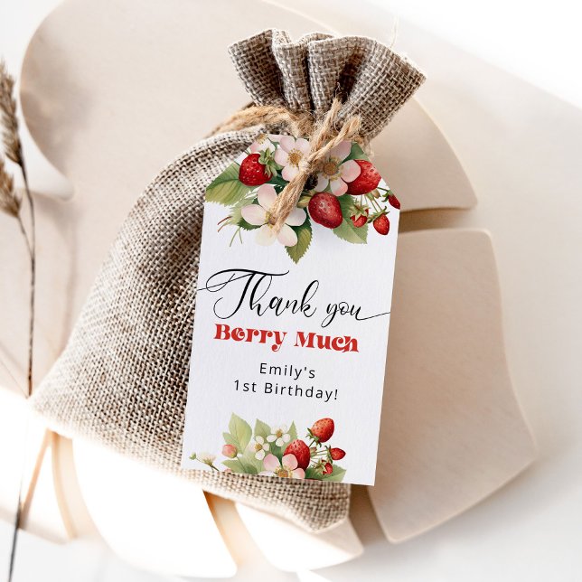 Étiquettes-cadeau Merci baies beaucoup Fraise anniversaire (Créateur téléchargé)