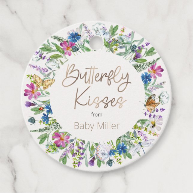 Étiquettes Cadeau Merci Baisers à papillon (Devant)
