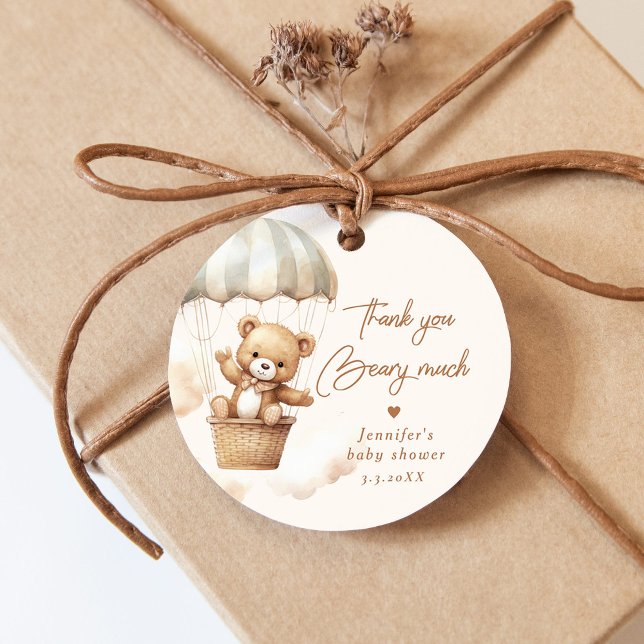 Étiquettes Cadeau Merci béarder beaucoup Hot air ballon en peluche o (Créateur téléchargé)
