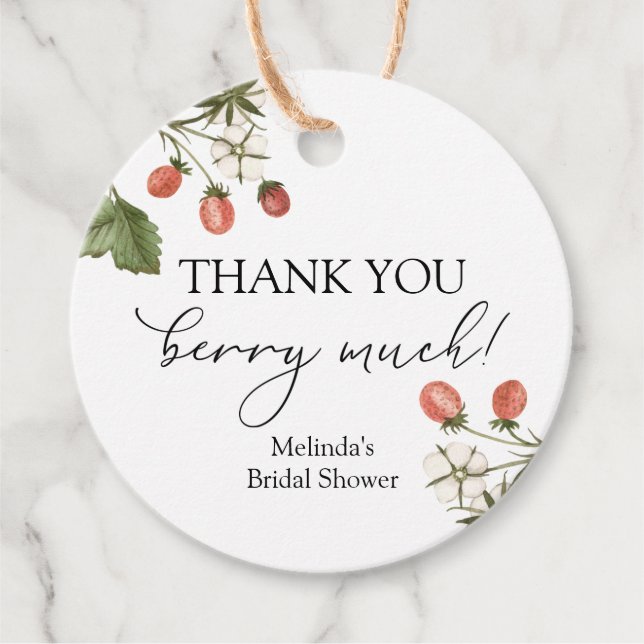 Étiquettes Cadeau Merci beaucoup Berry Much Shower Favor (Devant)