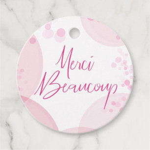 Étiquettes Cadeau Merci Beaucoup Pink et White Bokeh Merci
