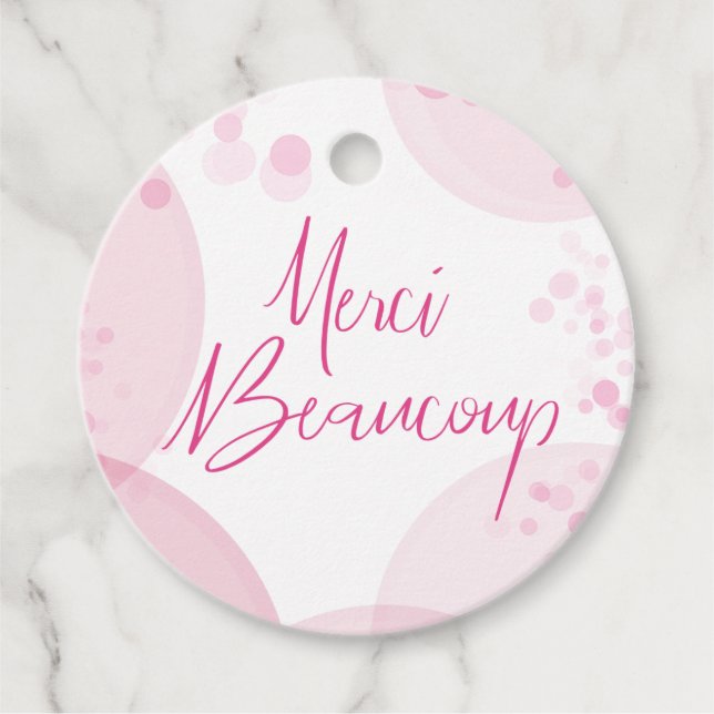 Étiquettes Cadeau Merci Beaucoup Pink et White Bokeh Merci (Devant)