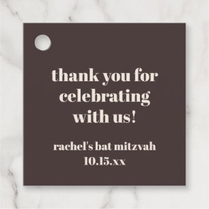 Étiquettes Cadeau Merci beaucoup pour la Bar Mitzvah en crème marron
