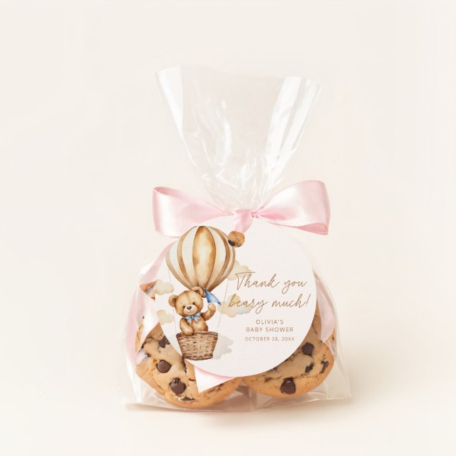 Étiquettes Cadeau Merci Beige Hot Air Ballotte Teddy Bear (Créateur téléchargé)