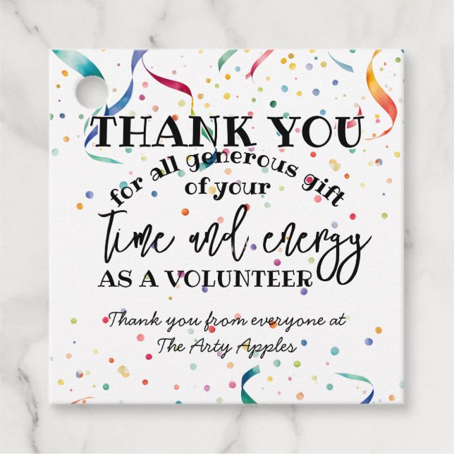Étiquettes Cadeau Merci bénévole (Devant)