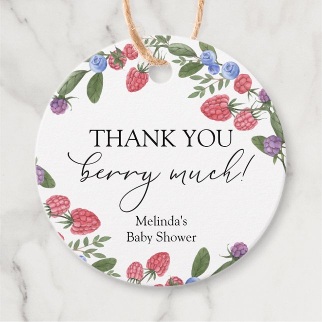 Étiquettes Cadeau Merci Berry beaucoup douche (Devant)