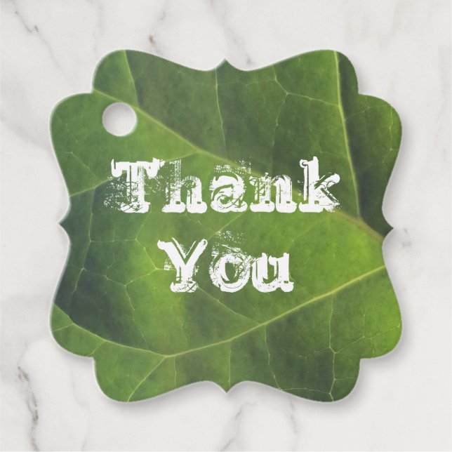 Étiquettes Cadeau Merci Birght Green Leaf Photo Appréciation (Devant)