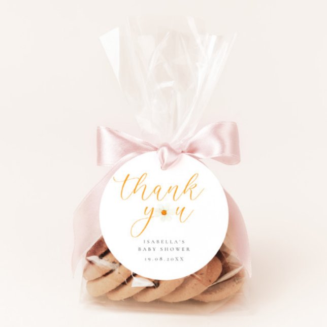 Étiquettes Cadeau Merci blanc | Baby shower de script (Créateur téléchargé)