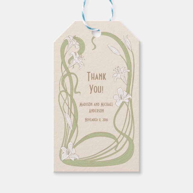 Étiquettes-cadeau Merci blanc Lilies (Devant)