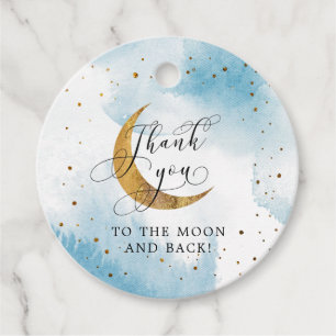 Étiquettes Cadeau Merci Bleu à la Lune et retour Anniversaire